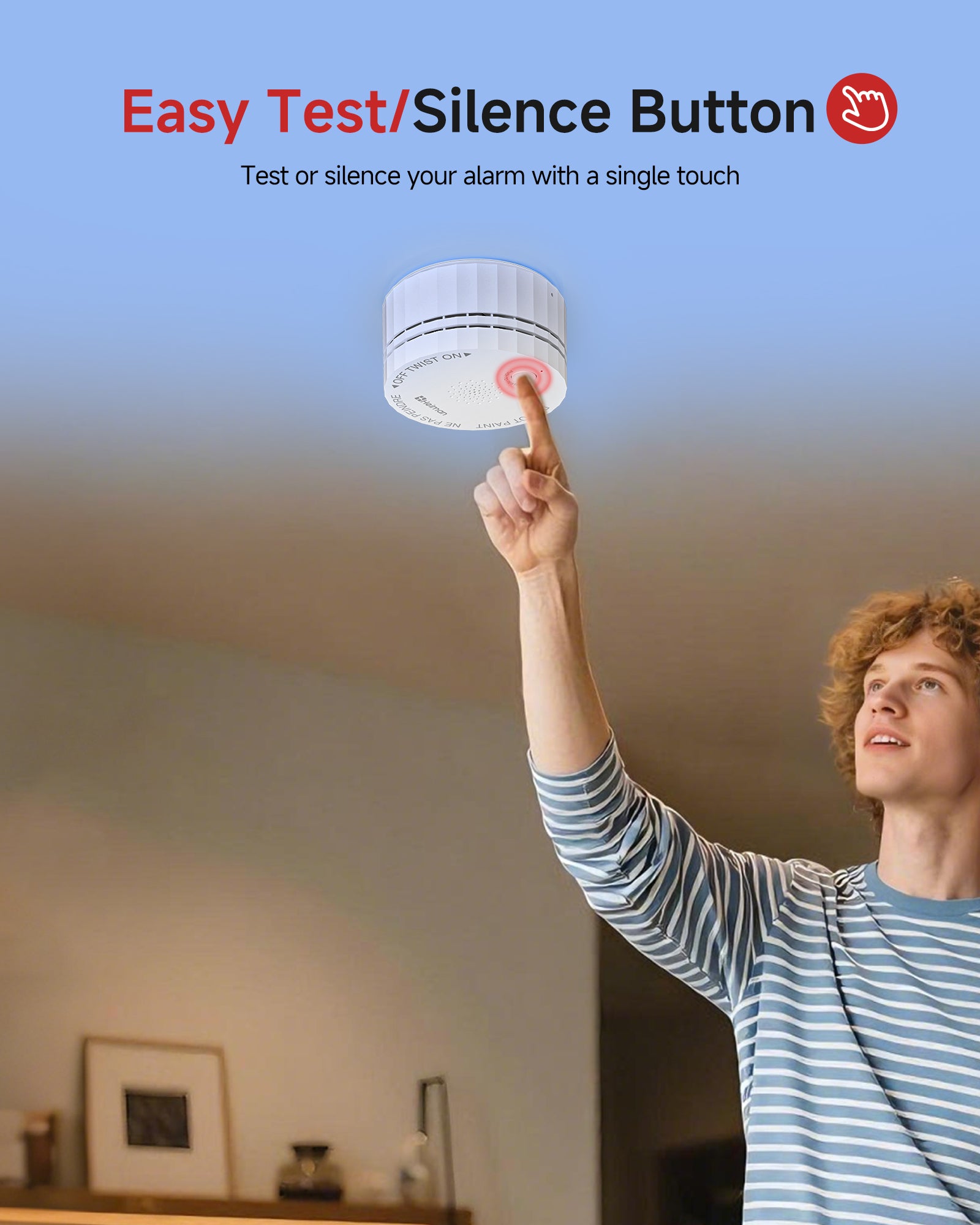 HEIMAN Smoke Detectors, Interconnected Smoke Aalrm Battery Operated, UL 2034 5th Certified, Wireless Small Mini Carbon Monoxide Alarm for Home Rental Apartment/C1-R 1 Pack
