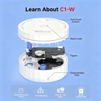 Detectores CO Heiman C1-W Smart, Avisos en Tiempo Real, Wi-Fi 2.4 GHz, Certificado UL 2034 5th, Detector CO a Pilas, Alarma 85 dB, Pequeña Alarma CO para Hogar Autocaravanas Hotel Alquiler Apartamento