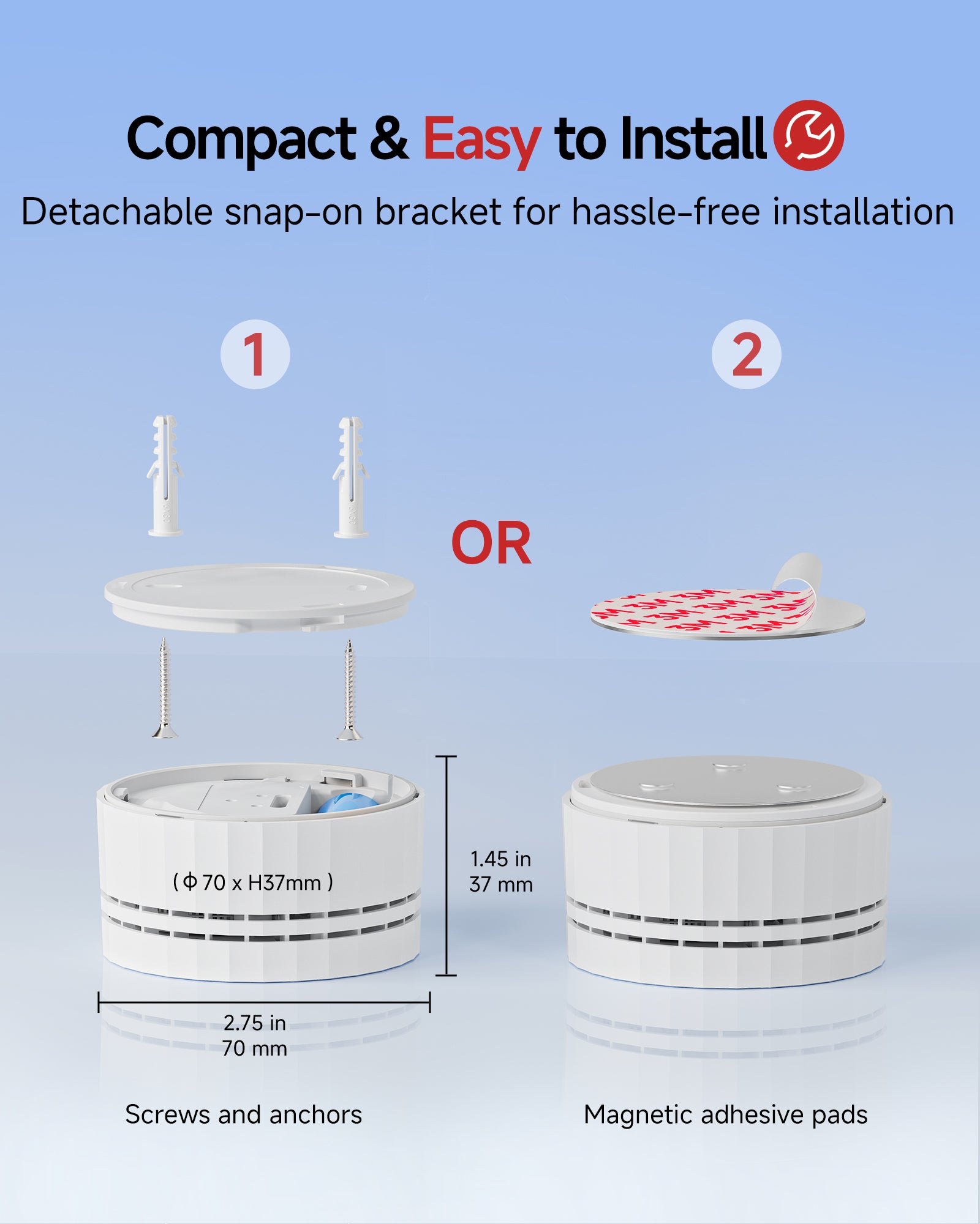 HEIMAN Carbon Monoxide Detectors, Interconnected CO Detector Battery Operated, UL 2034 5th Certified, Wireless Small Mini Carbon Monoxide Alarm for Home Rental Apartment/C1-R 3 Pack