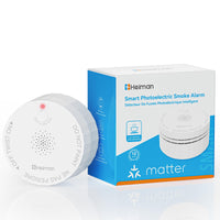 Heiman Matter Smoke Detectors,Smart Photoelectric Fire Alarm,UL217-10th Certified,Battery Powered,Real-Time Notification,Compatible with Smartthings,Home Assistant, Mini Portable for Home Travel