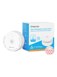 Detectores Humo Heiman Matter, Alarma Incendio Fotoeléctrica Smart, Certificado UL217-10th, A Pilas, Aviso en Tiempo Real, Compatible con Smartthings, Home Assistant, Mini Portátil Hogar Viaje S1-M