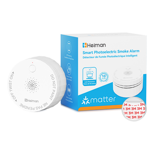 Detectores Humo Heiman Matter, Alarma Incendio Fotoeléctrica Smart, Certificado UL217-10th, A Pilas, Aviso en Tiempo Real, Compatible con Smartthings, Home Assistant, Mini Portátil Hogar Viaje S1-M