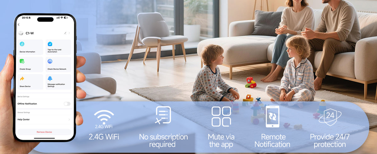 HEIMAN C1-W Wi-Fi carbon monoxide alarm with mobile app control