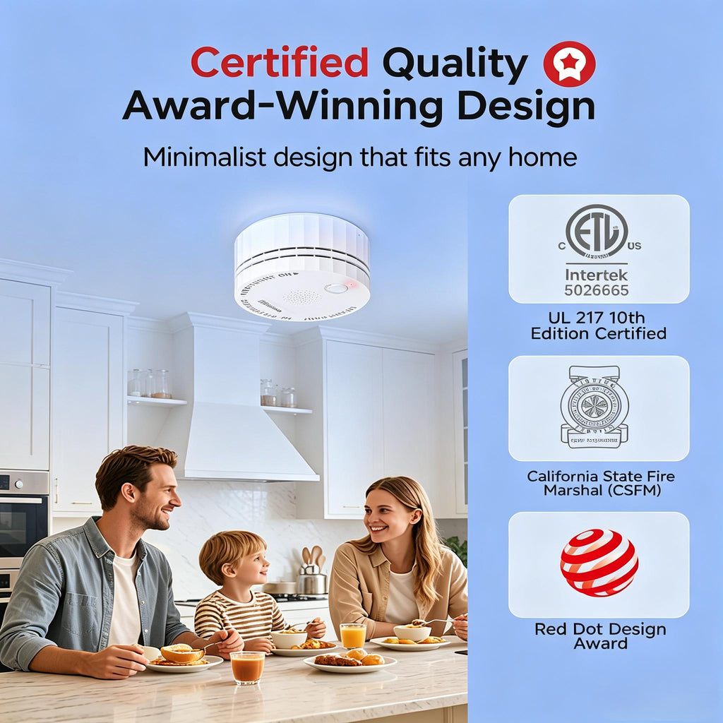Heiman Matter Smoke Detectors,Smart Photoelectric Fire Alarm,UL217-10th Certified,Battery Powered,Real-Time Notification,Compatible with Smartthings,Home Assistant, Mini Portable for Home Travel