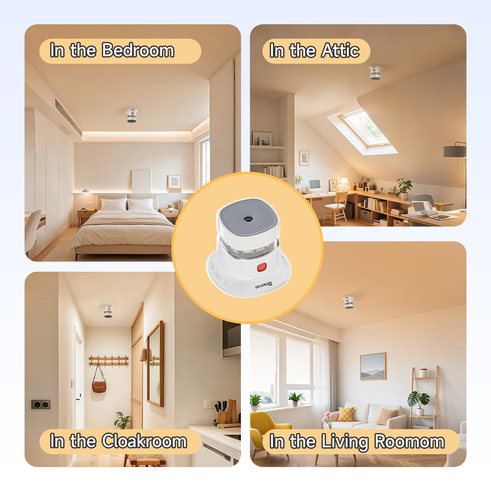 Heiman Home Smoke Detectors, 3-Second Installation, Mini Portable Fire Alarm, High-Accuracy Photoelectric Sensing,10-Year Replaceable Battery,Compact Design,Loud 85dB Alert,Easy Test & Silence, Home Security System Wireless Indoor Security 1SA