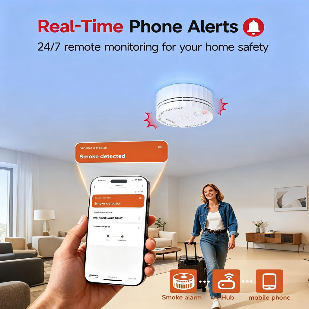 Heiman Matter Smoke Detectors,Smart Photoelectric Fire Alarm,UL217-10th Certified,Battery Powered,Real-Time Notification,Compatible with Smartthings,Home Assistant, Mini Portable for Home Travel