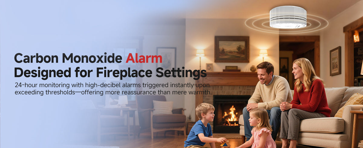 Heiman C1-W carbon monoxide alarm designed for fireplace settings