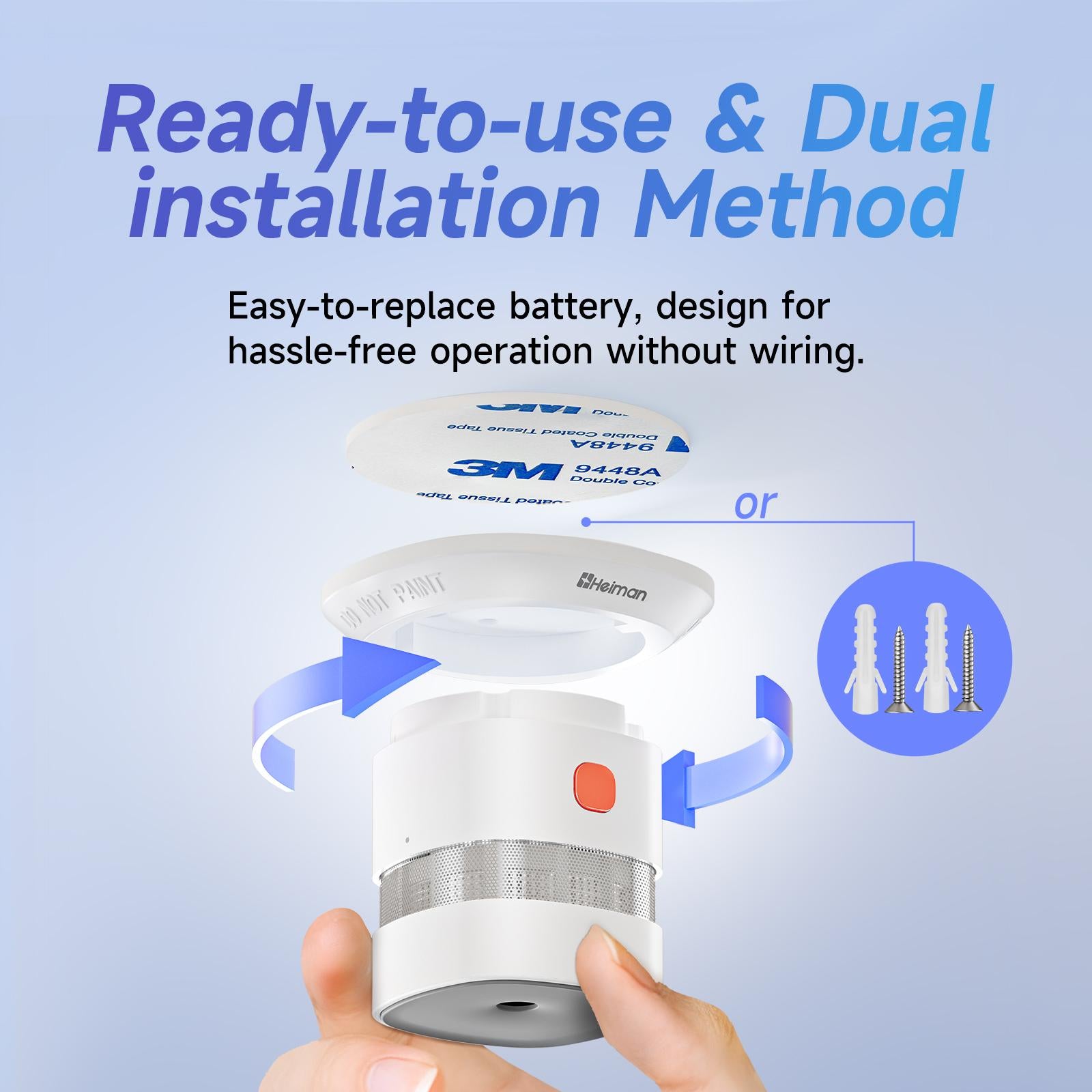 Heiman Home Smoke Detectors, 3-Second Installation, Mini Portable Fire Alarm, High-Accuracy Photoelectric Sensing,10-Year Replaceable Battery,Compact Design,Loud 85dB Alert,Easy Test & Silence, Home Security System Wireless Indoor Security 1SA