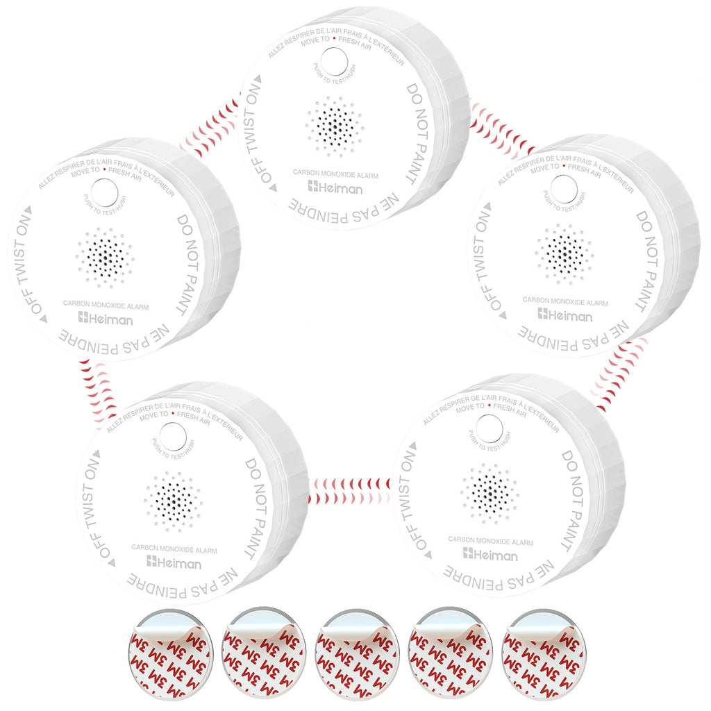 HEIMAN Carbon Monoxide Detectors, Interconnected CO Detector Battery Operated, UL 2034 5th Certified, Wireless Small Mini Carbon Monoxide Alarm for Home Rental Apartment/C1-R 3 Pack