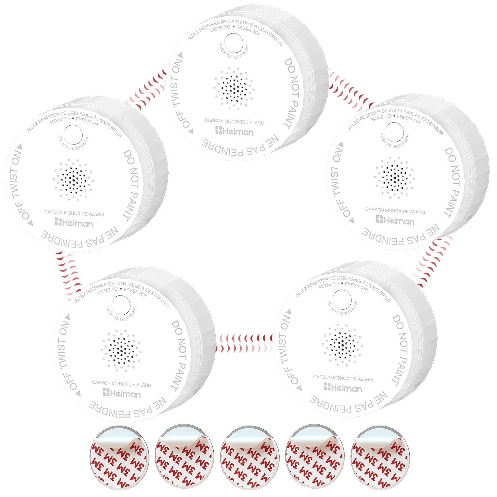 HEIMAN Carbon Monoxide Detectors, Interconnected CO Detector Battery Operated, UL 2034 5th Certified, Wireless Small Mini Carbon Monoxide Alarm for Home Rental Apartment/C1-R 3 Pack