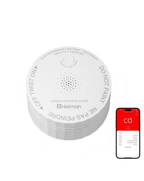 Heiman C1-W Smart Carbon Monoxide Detectors, Real-Time Notifications, 2.4 GHz Wi-Fi, UL 2034 5th Certified, CO Detector Battery Powered, 85 dB Alarm, Small CO Alarm for Home RVs Hotel Rental Apartment