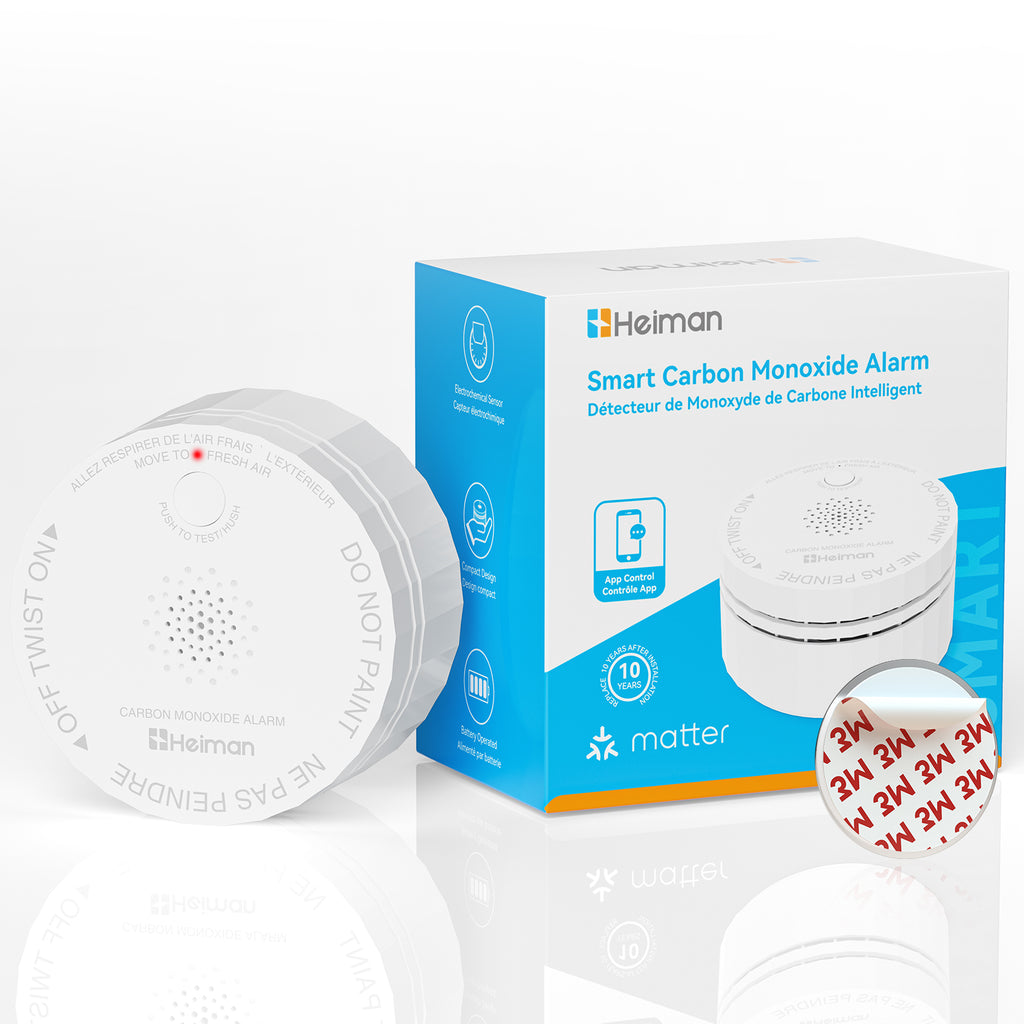 Heiman Carbon Monoxide Detectors, Matter CO Detector Battery Powered, UL 2034 5th Certified, Smart Wireless Mini CO Alarm for Home, Real-time Notification, for Smartthings,Home Assistant C1-M