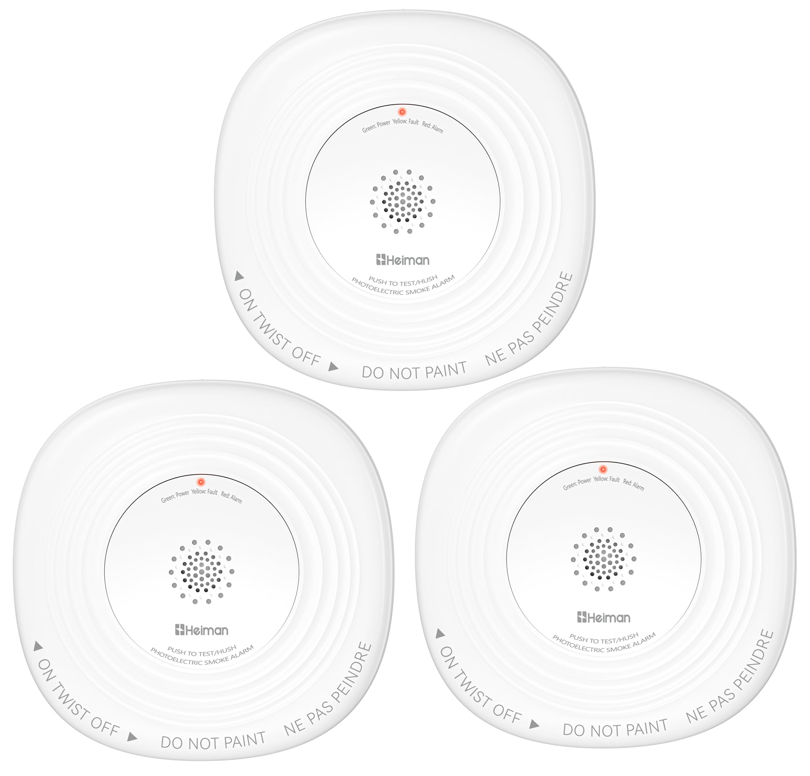 Heiman Smoke Detector 10-Year Sealed Battery Powered, UL 217 10th Certified, Photoelectric Smoke Alarm, LED Status Lights/85 dB Alarm/Test Silence Button, Fire Alarm for Home Hotel Rental Apartment 636PHS