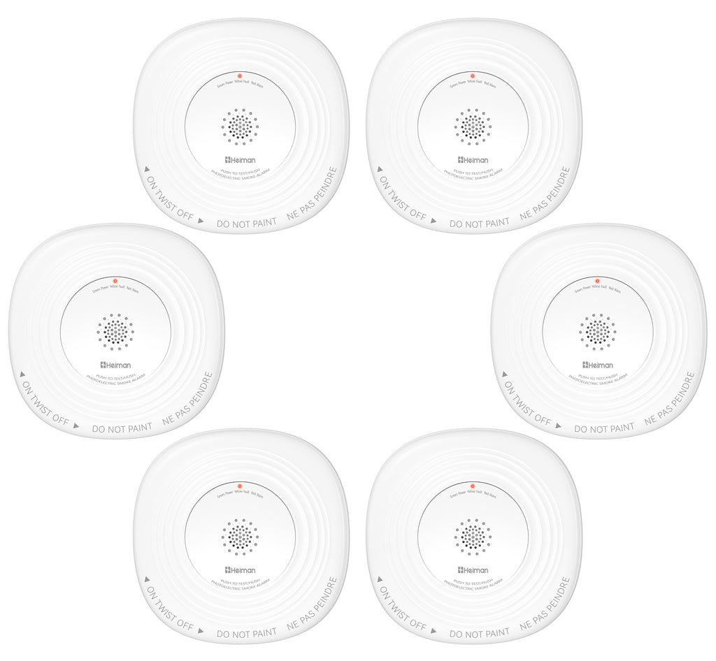 Heiman Smoke Detector 10-Year Sealed Battery Powered, UL 217 10th Certified, Photoelectric Smoke Alarm, LED Status Lights/85 dB Alarm/Test Silence Button, Fire Alarm for Home Hotel Rental Apartment 636PHS