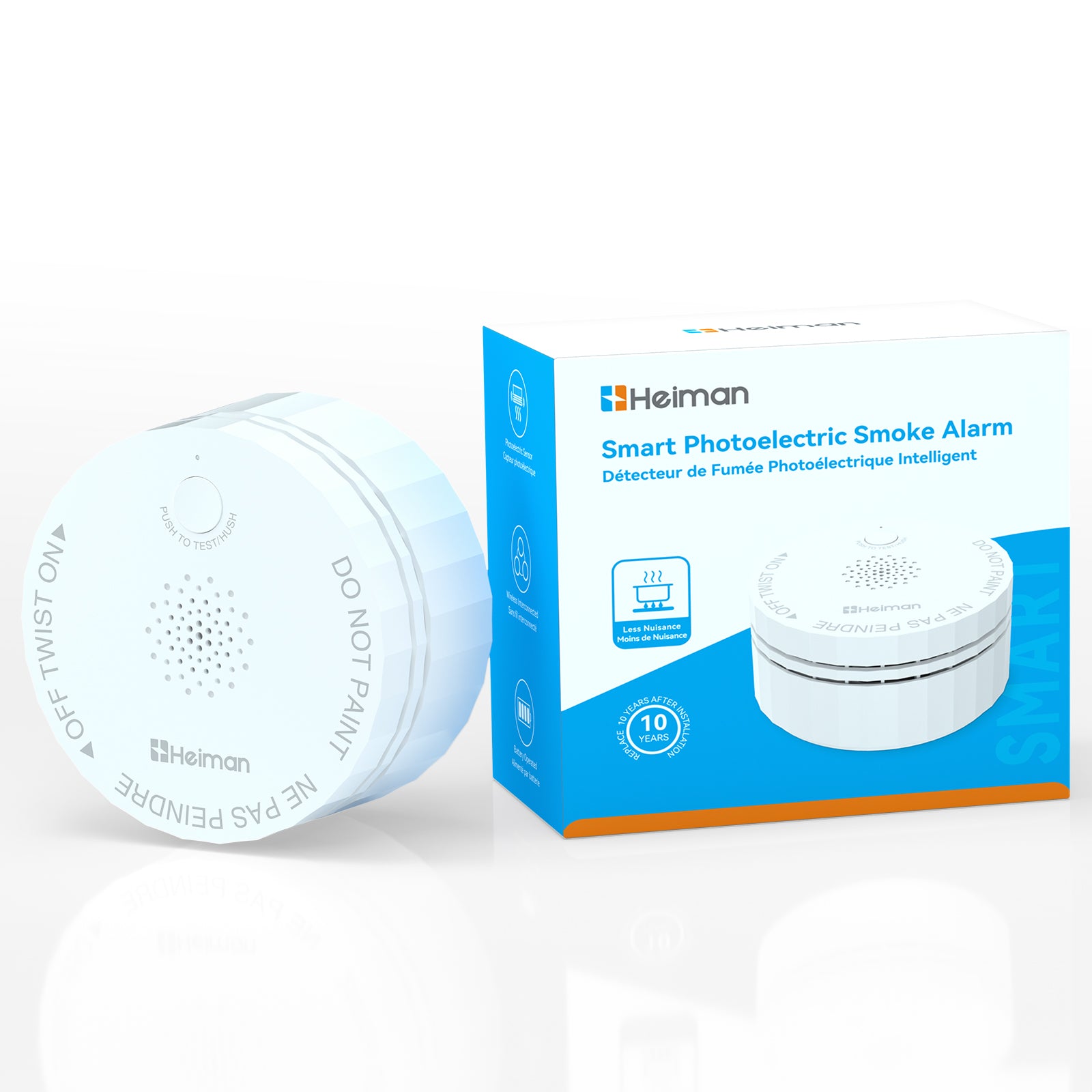HEIMAN Smoke Detectors, Interconnected Smoke Aalrm Battery Operated, UL 2034 5th Certified, Wireless Small Mini Carbon Monoxide Alarm for Home Rental Apartment/C1-R 1 Pack