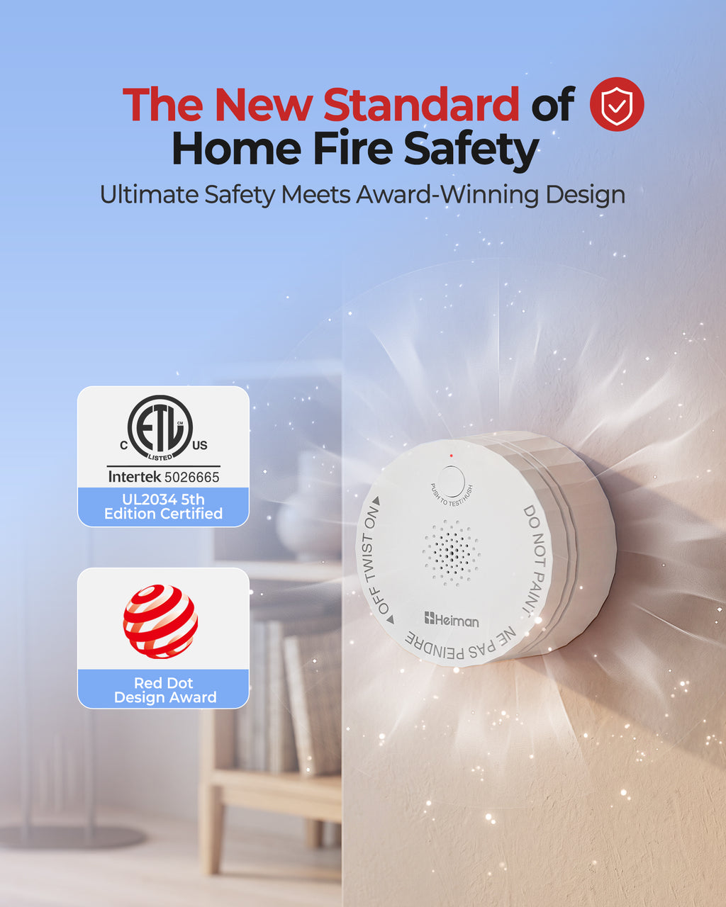 Detectores Humo Heiman Matter S1-S, Alarma Incendio Fotoeléctrica Smart, Certificado UL217-10th, A Pilas, Home Assistant, Mini Portátil Hogar Viaje