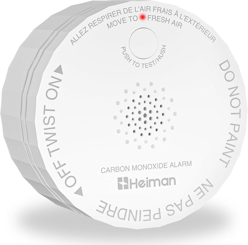 Detectores CO Heiman C1-S, Certificado UL 2034 5th, Detector CO a Pilas, Alarma 85 dB, Alarma CO para Hogar Autocaravanas Hotel Alquiler Apartamento