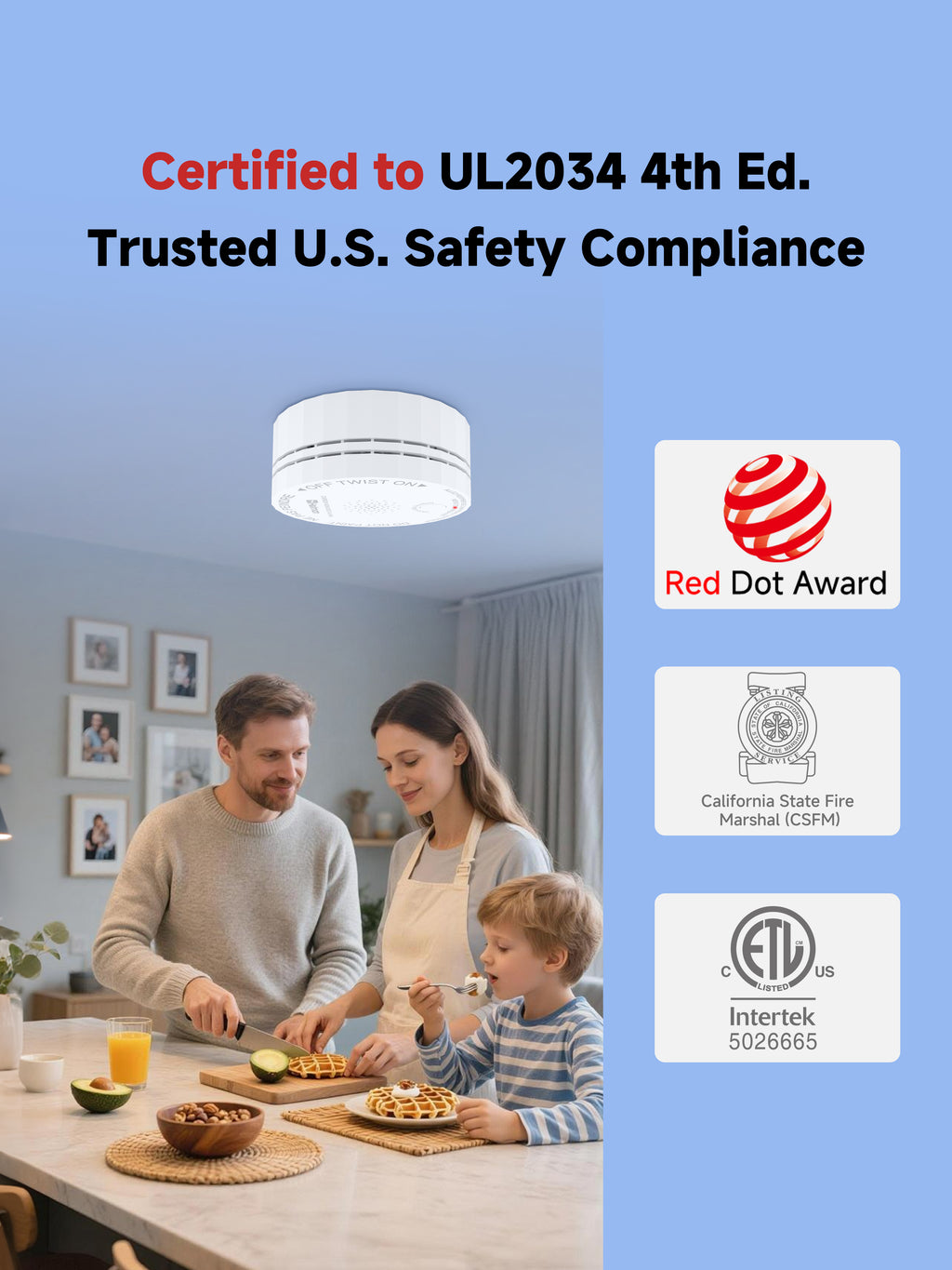 Heiman C1-S Carbon Monoxide Detectors, UL 2034 5th Certified, CO Detector Battery Powered, 85 dB Alarm,CO Alarm for Home RVs Hotel Rental Apartment