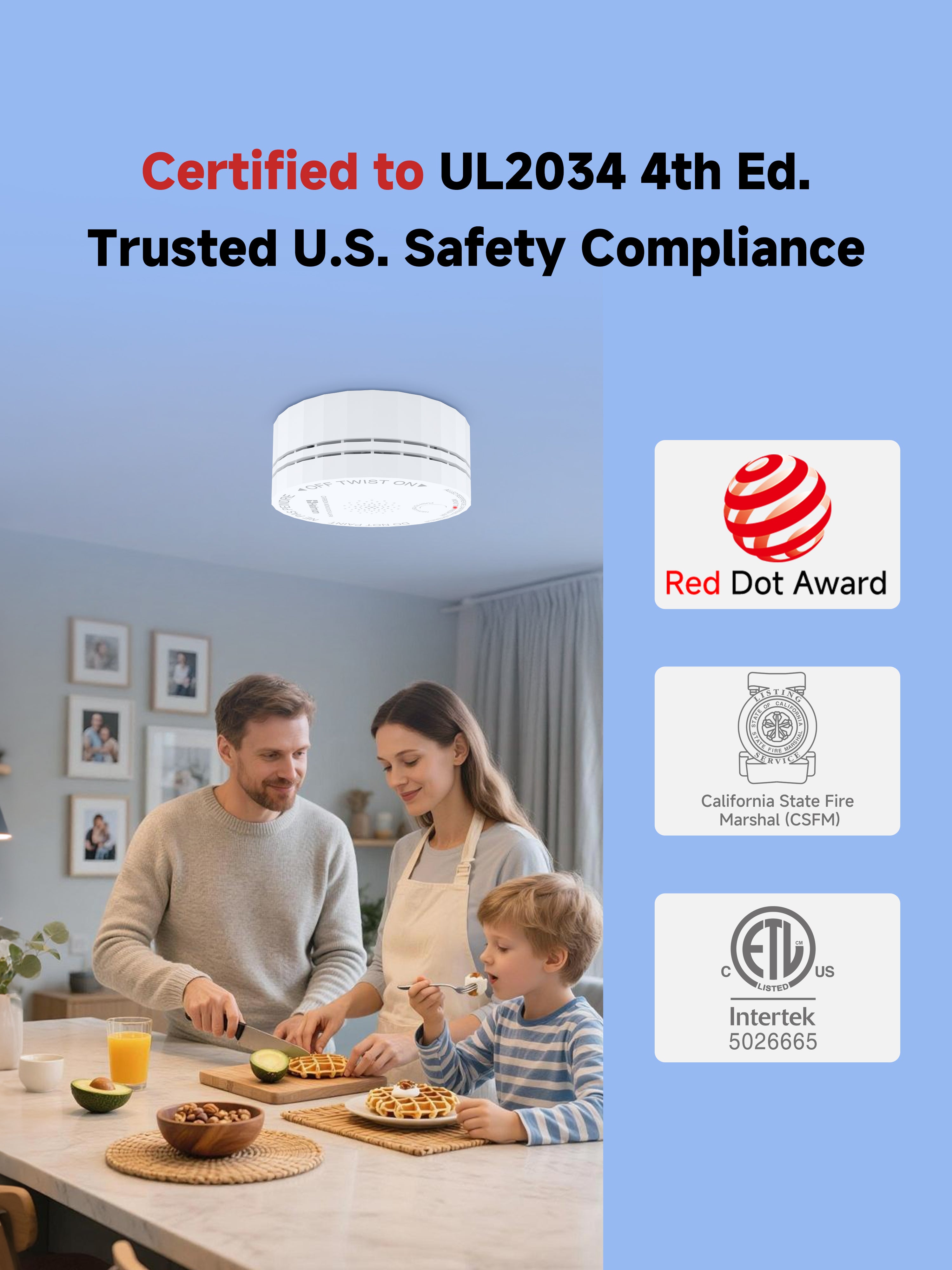 Heiman C1-S Carbon Monoxide Detectors, UL 2034 5th Certified, CO Detector Battery Powered, 85 dB Alarm,CO Alarm for Home RVs Hotel Rental Apartment